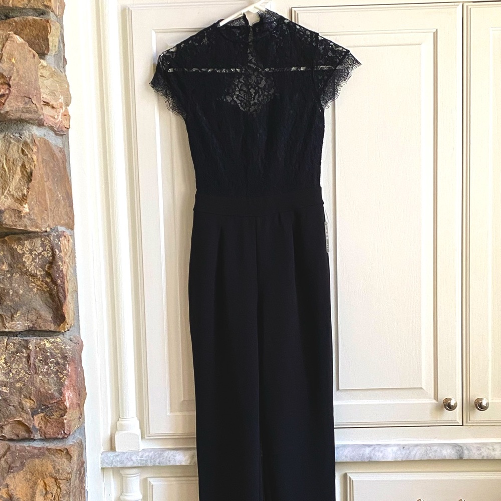 Espresso lace top jumpsuit black size 00